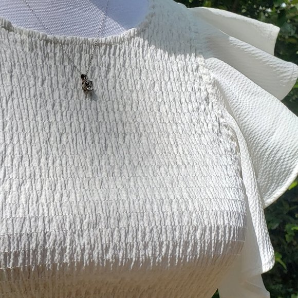 C/MEO COLLECTIVE Fit & Flare Ruffle Hem Mini Dress in Ivory Size Medium New - Picture 11 of 11